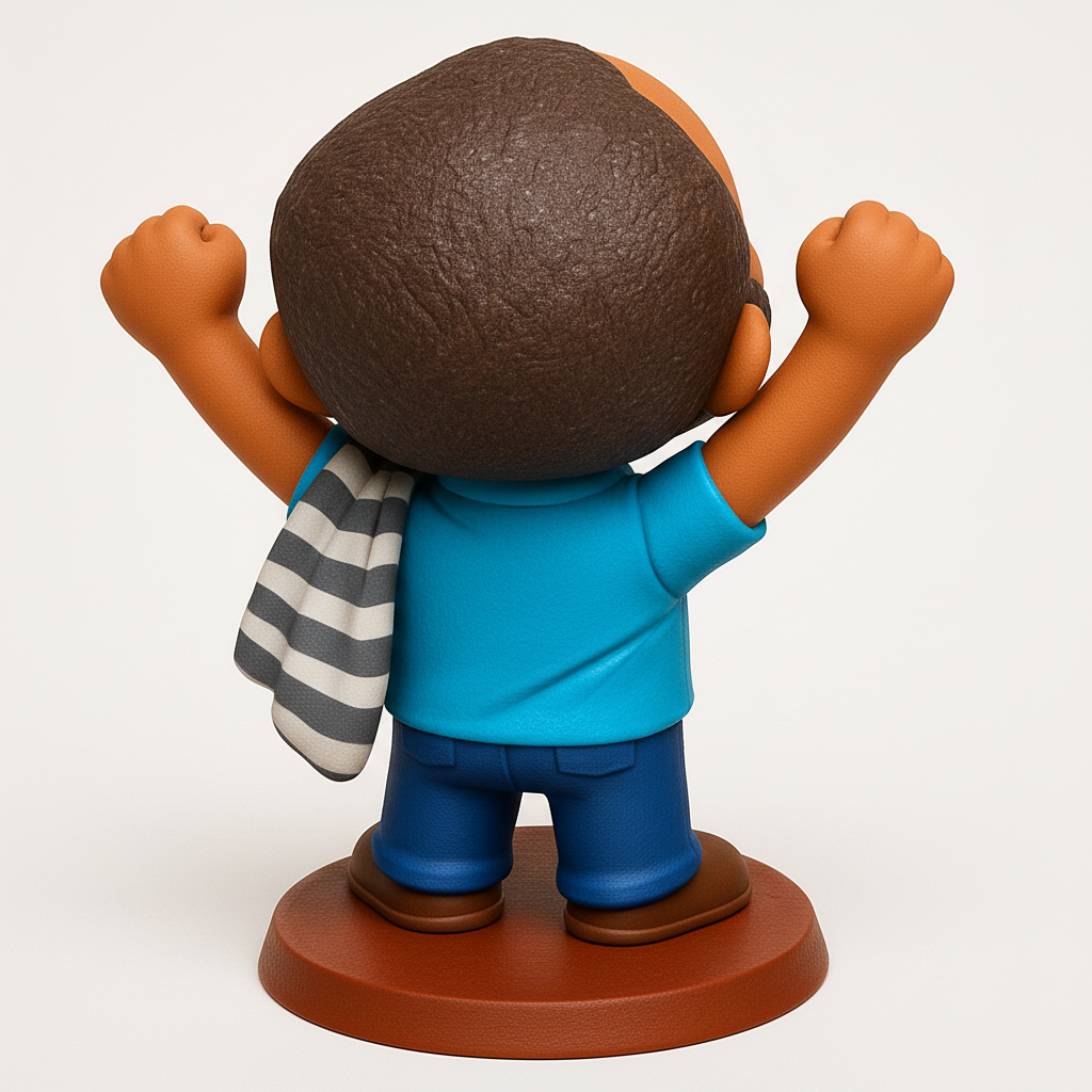 face to 3d model ai-3D portrait printing from photo_Celebrate Success: Joyful Bearded Man Figurine