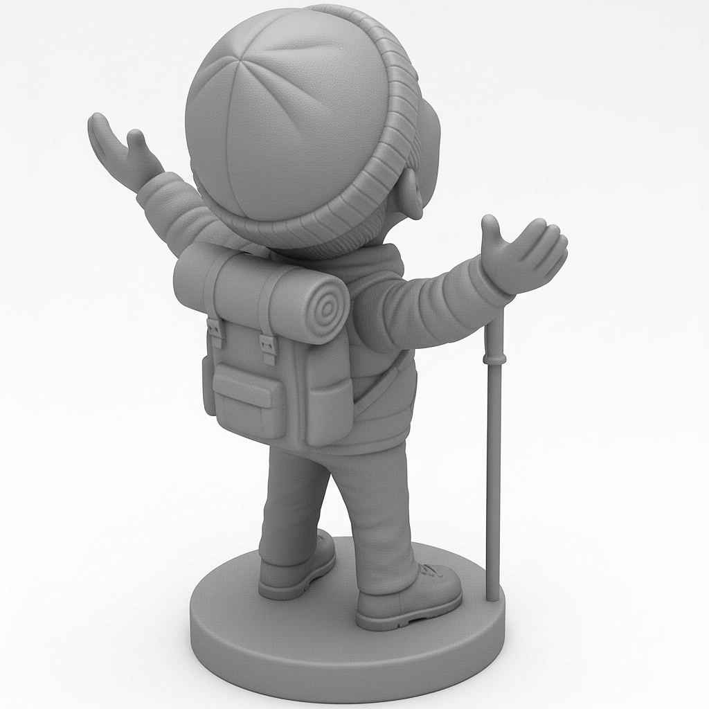 face anatomy 3d model-create 3d face model from photo_Smiling Hiker Figurine: Adventure Awaits!