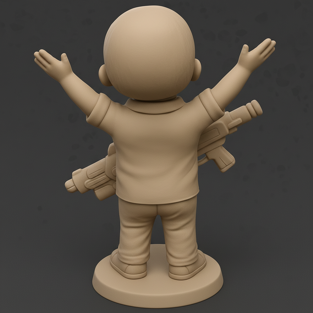 face anatomy 3d model-create 3d face model from photo_Joyful Kid with Blaster Statue - Pure Happiness Print