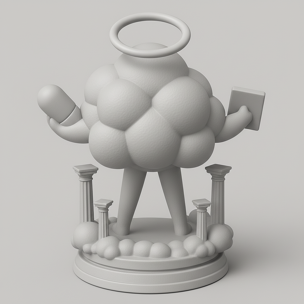 silhouette 3d printer maker-3d portrait printing_Charming Cloud Character with Halo