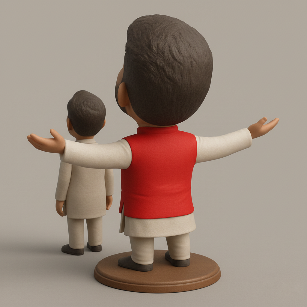 face to 3d model ai-3D portrait printing from photo_Joyful Leader & Witty Companion Caricature Duo