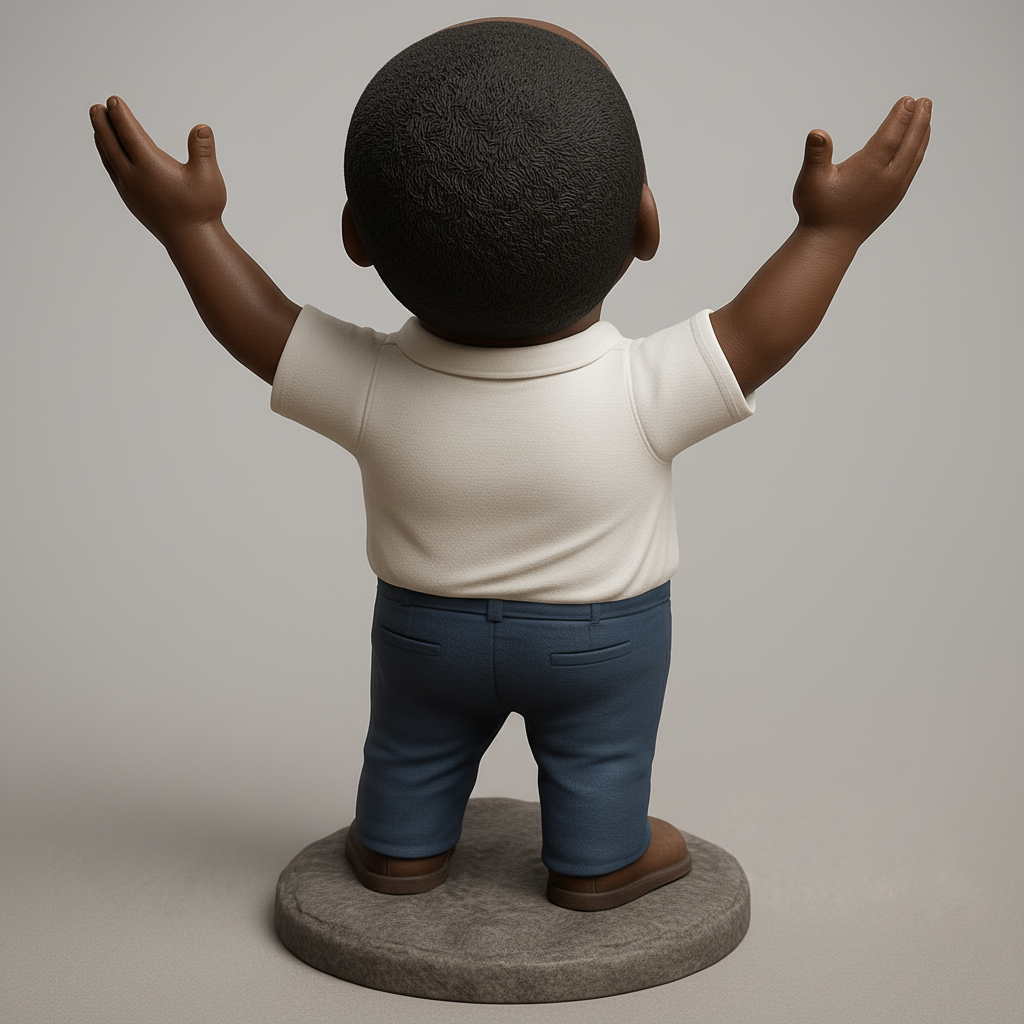 face to 3d model ai-3D portrait printing from photo_Joyful Celebration Man Figurine - Togo Flag Shirt