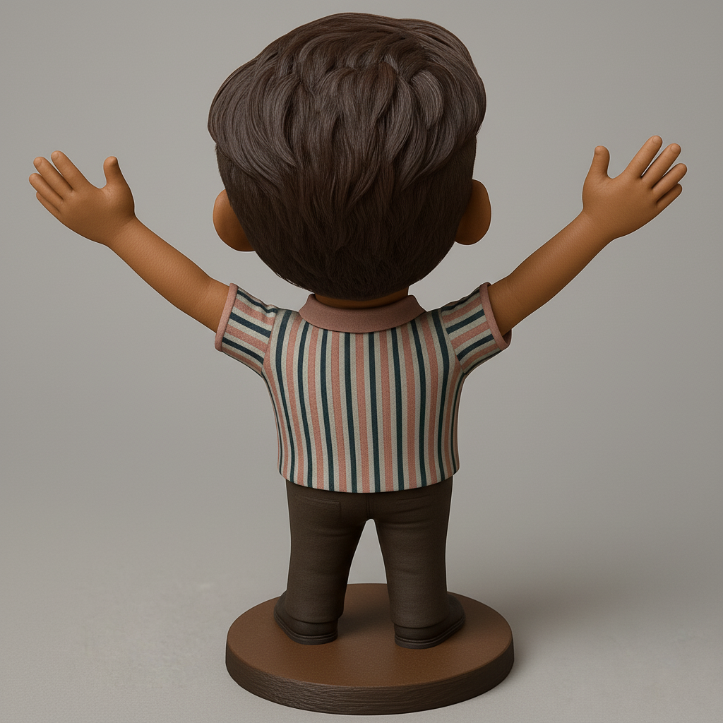 face to 3d model ai-3D portrait printing from photo_Joyful Bobblehead Man Statue - Spread Happiness!