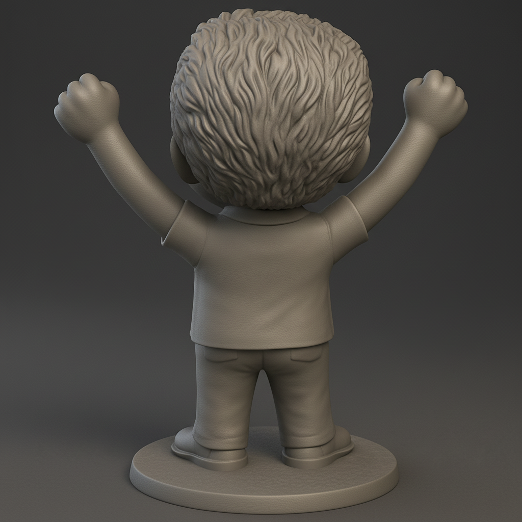 face to 3d model ai-3D portrait printing from photo_Celebrate Success: Joyful Victory Pose Figurine