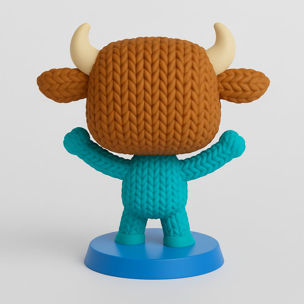 face anatomy 3d model-create 3d face model from photo_Adorable Knitted Yak Figurine: Desk Buddy!