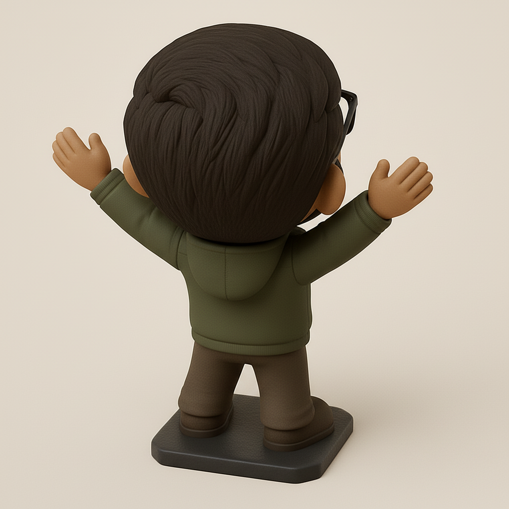 face to 3d model ai-3D portrait printing from photo_Joyful Bearded Man Figurine - Your Happy Desk Companion