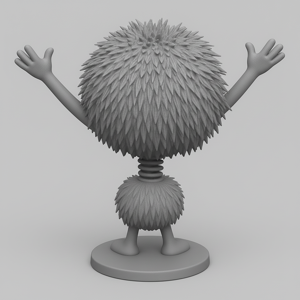 silhouette 3d printer maker-3d portrait printing_Fun Fuzzy Character with Spring Motion