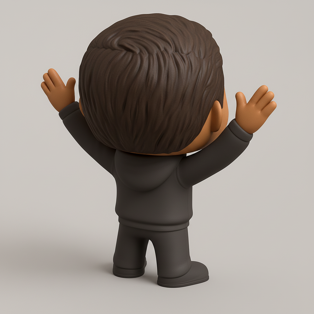 face to 3d model ai-3D portrait printing from photo_Uplifting Desk Companion: Happy Pop-Style Figurine