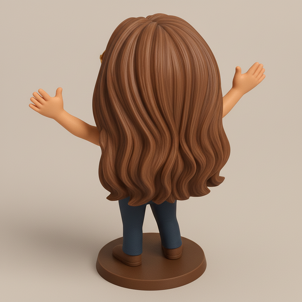 face to 3d model ai-3D portrait printing from photo_Celebrate Joy: Happy Woman Bobblehead Figure