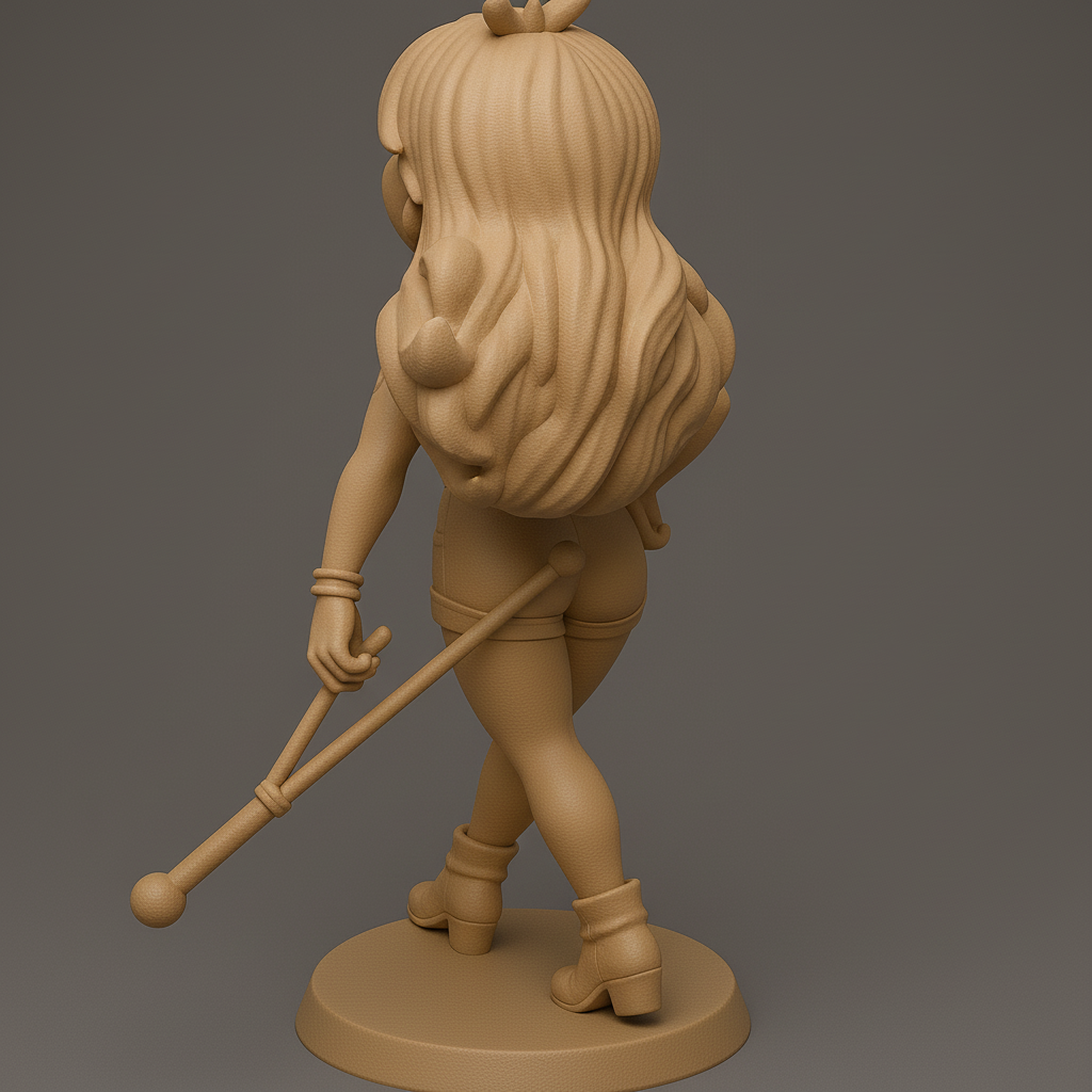 silhouette 3d printer maker-3d portrait printing_Cheerful Character Figurine with Baton