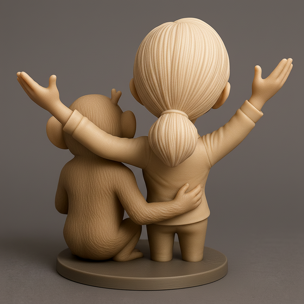 face anatomy 3d model-create 3d face model from photo_Joyful Duo: Human & Monkey Figurine