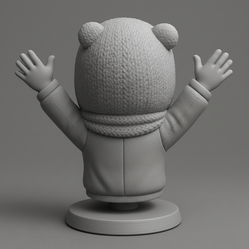 face to 3d model ai-3D portrait printing from photo_Pure Joy! Laughing Child Bust with Bear Hat