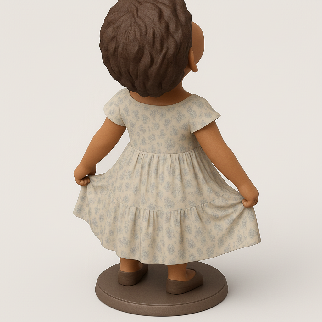 face anatomy 3d model-create 3d face model from photo_Joyful Little Girl Figurine: A Smile to Brighten Days
