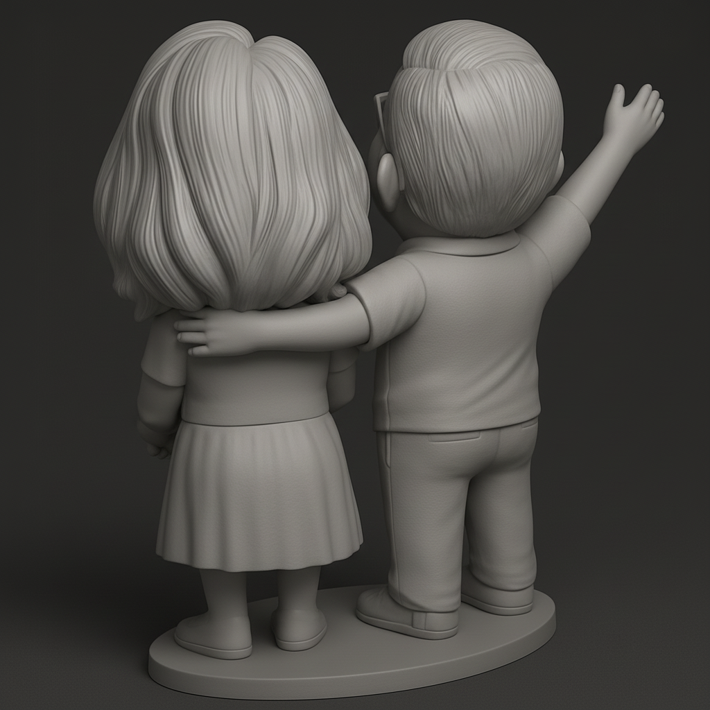face anatomy 3d model-create 3d face model from photo_Happy Couple Chibi Statue - Personalized Gift