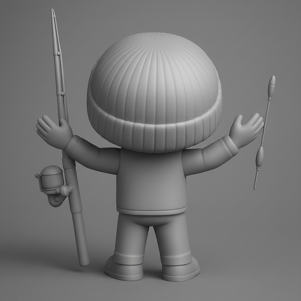 face to 3d model ai-3D portrait printing from photo_Fisherman's Delight: Cute Angler Collectible 3D Print