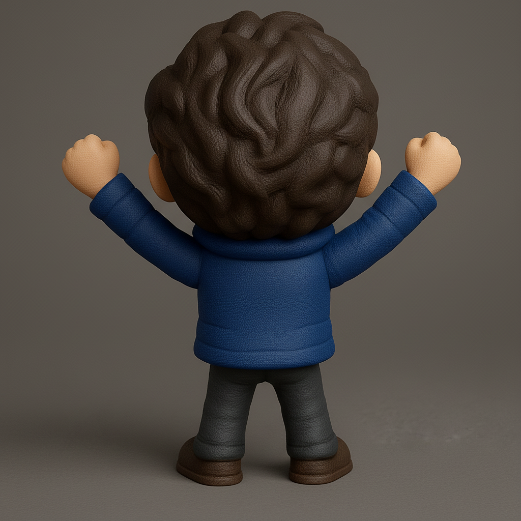 face anatomy 3d model-create 3d face model from photo_Happy Bearded Man Figurine: Celebrate Victories!