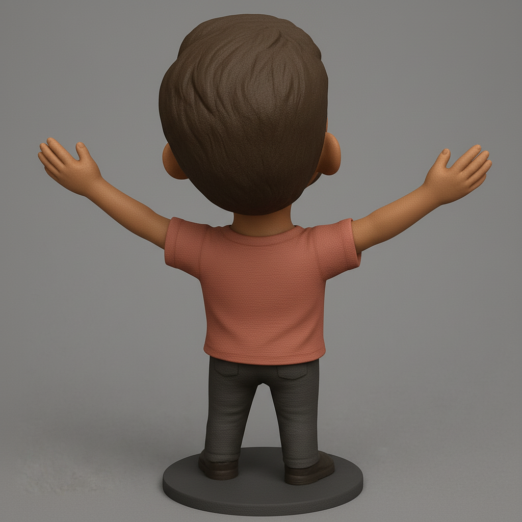 silhouette 3d printer maker-3d portrait printing_Embrace Happiness: Joyful Bobblehead Figurine