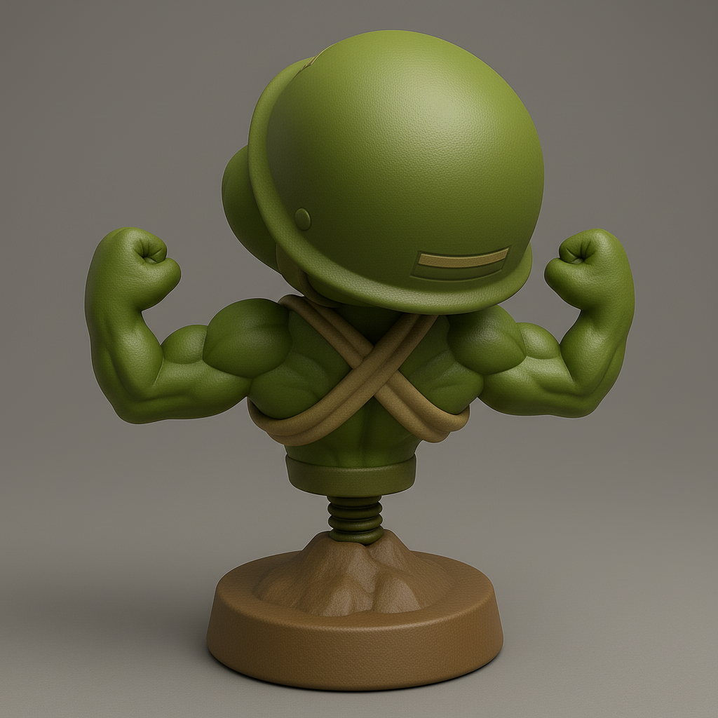 silhouette 3d printer maker-3d portrait printing_Mighty Military Frog Figure