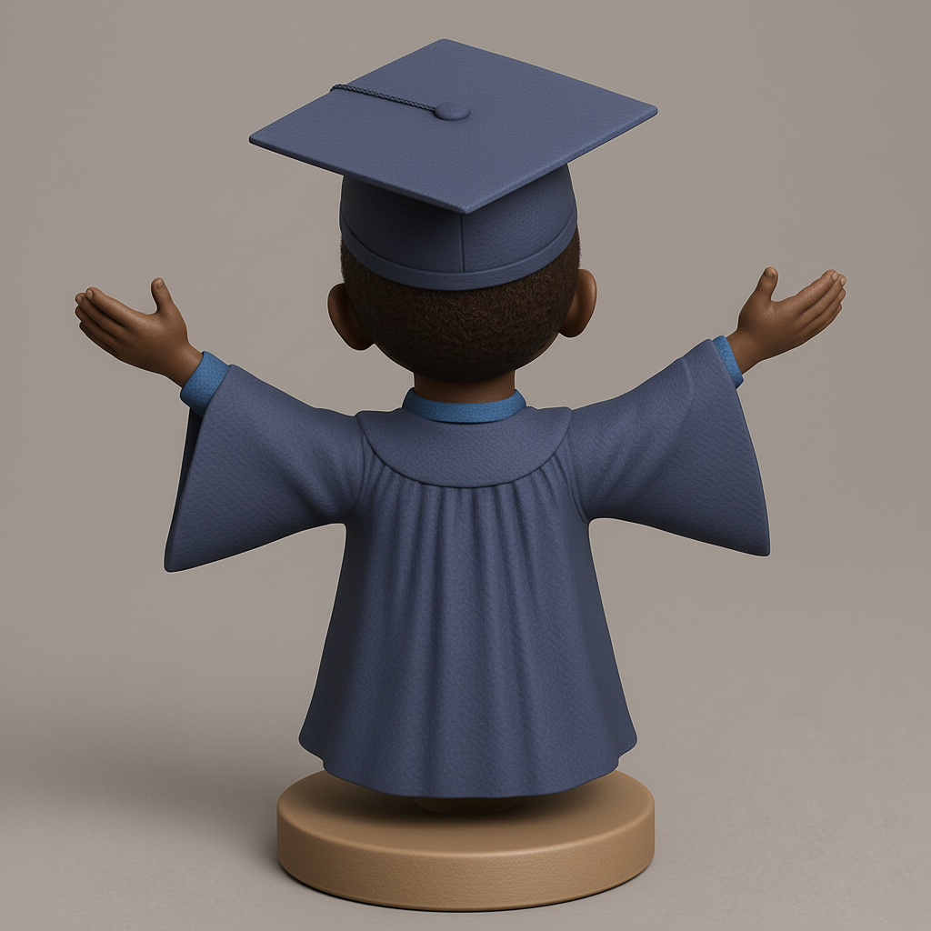 face to 3d model ai-3D portrait printing from photo_Celebrate Success: Joyful Graduate Bobblehead Keepsake