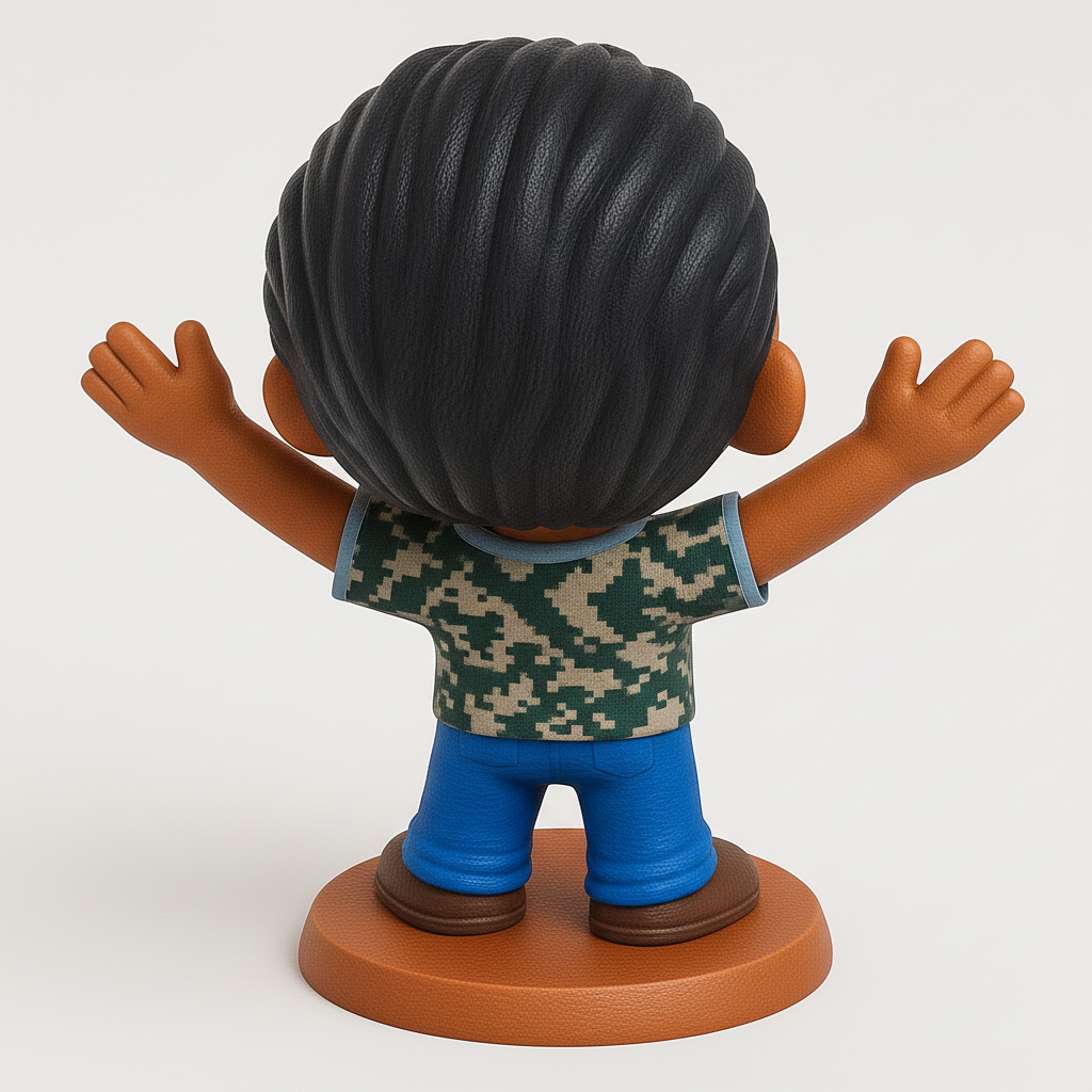 face to 3d model ai-3D portrait printing from photo_Friendly Camo Kid Figurine: A Splash of Joy!