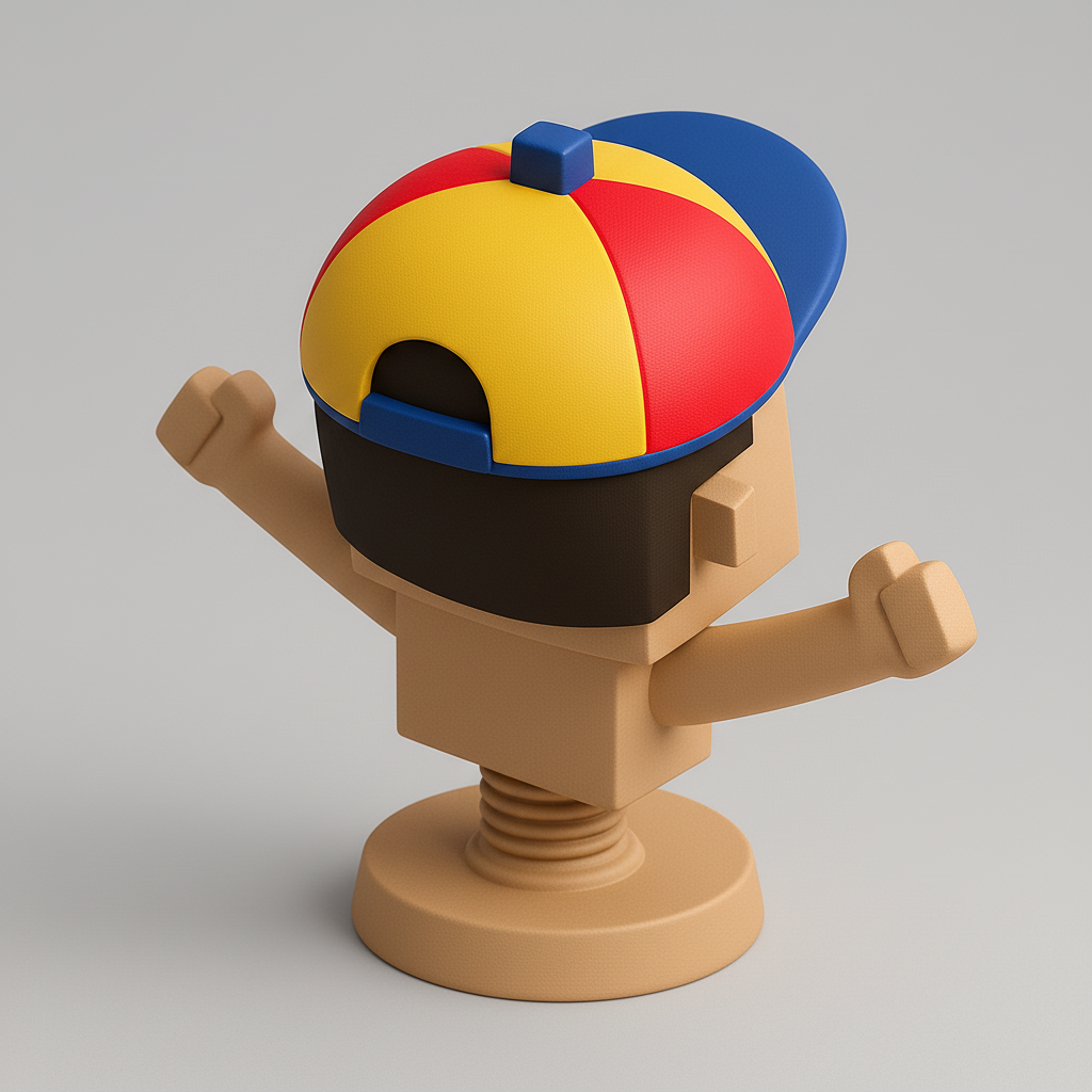 silhouette 3d printer maker-3d portrait printing_Joyful Character Figurine with Cap