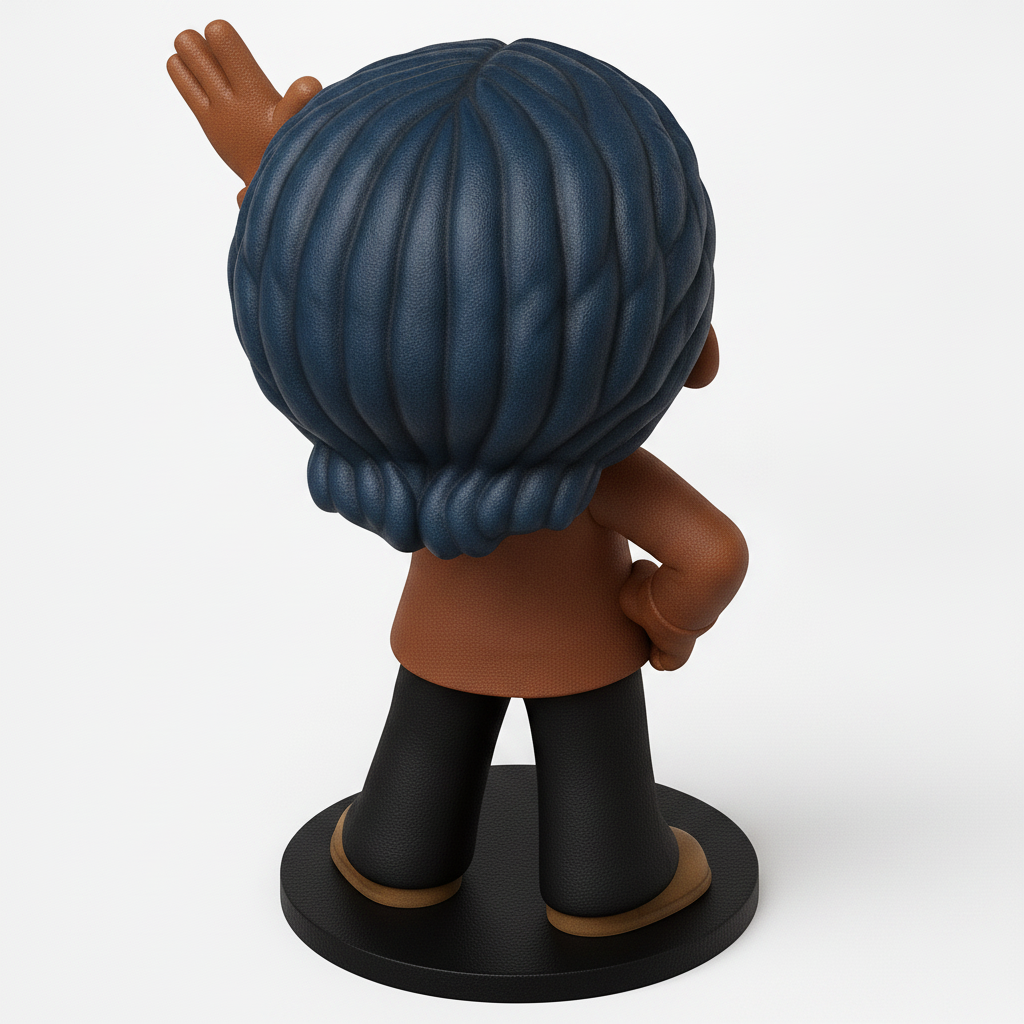 face to 3d model ai-3D portrait printing from photo_Chibi Waving Character Figurine for Joyful Display