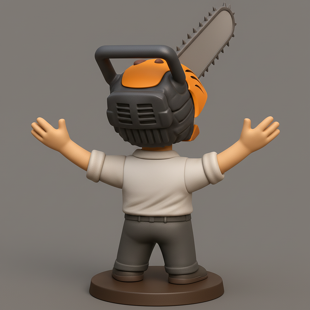 face to 3d model ai-3D portrait printing from photo_Chainsaw Man Denji - Blood-Splattered Chibi Figurine