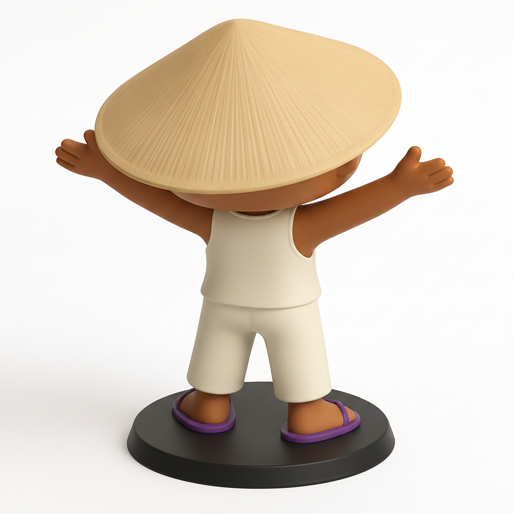 face anatomy 3d model-create 3d face model from photo_Happy Nón Lá Pal: Cultural Charm 3D Print