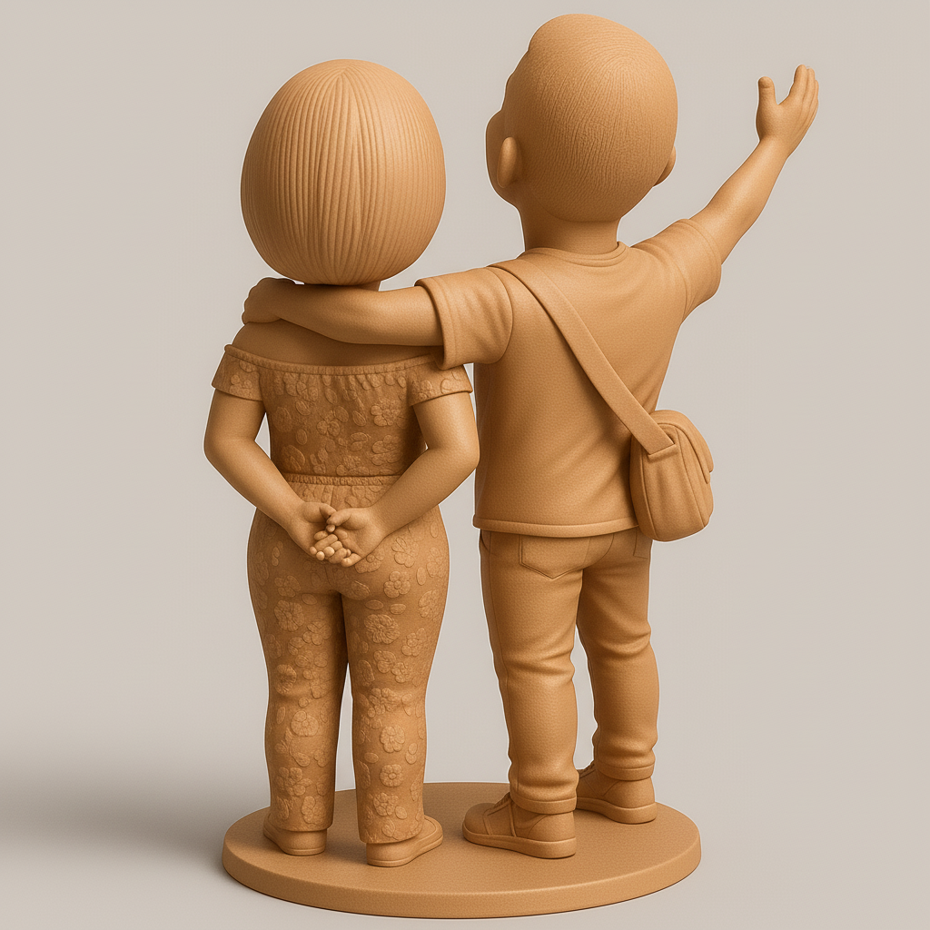 silhouette 3d printer maker-3d portrait printing_Joyful Kids Figurine for 3D Printing