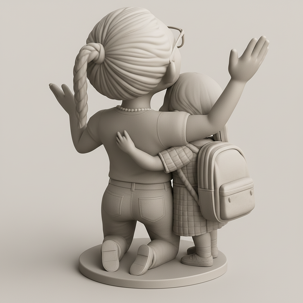 face to 3d model ai-3D portrait printing from photo_Embrace of Love: Mother & Child Figurine