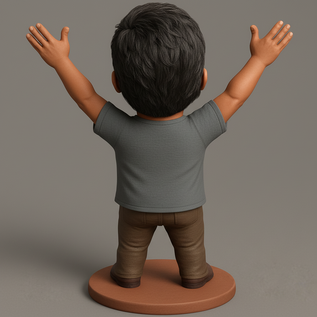face to 3d model ai-3D portrait printing from photo_Joyful Bearded Man Bobblehead - Celebrate Success!