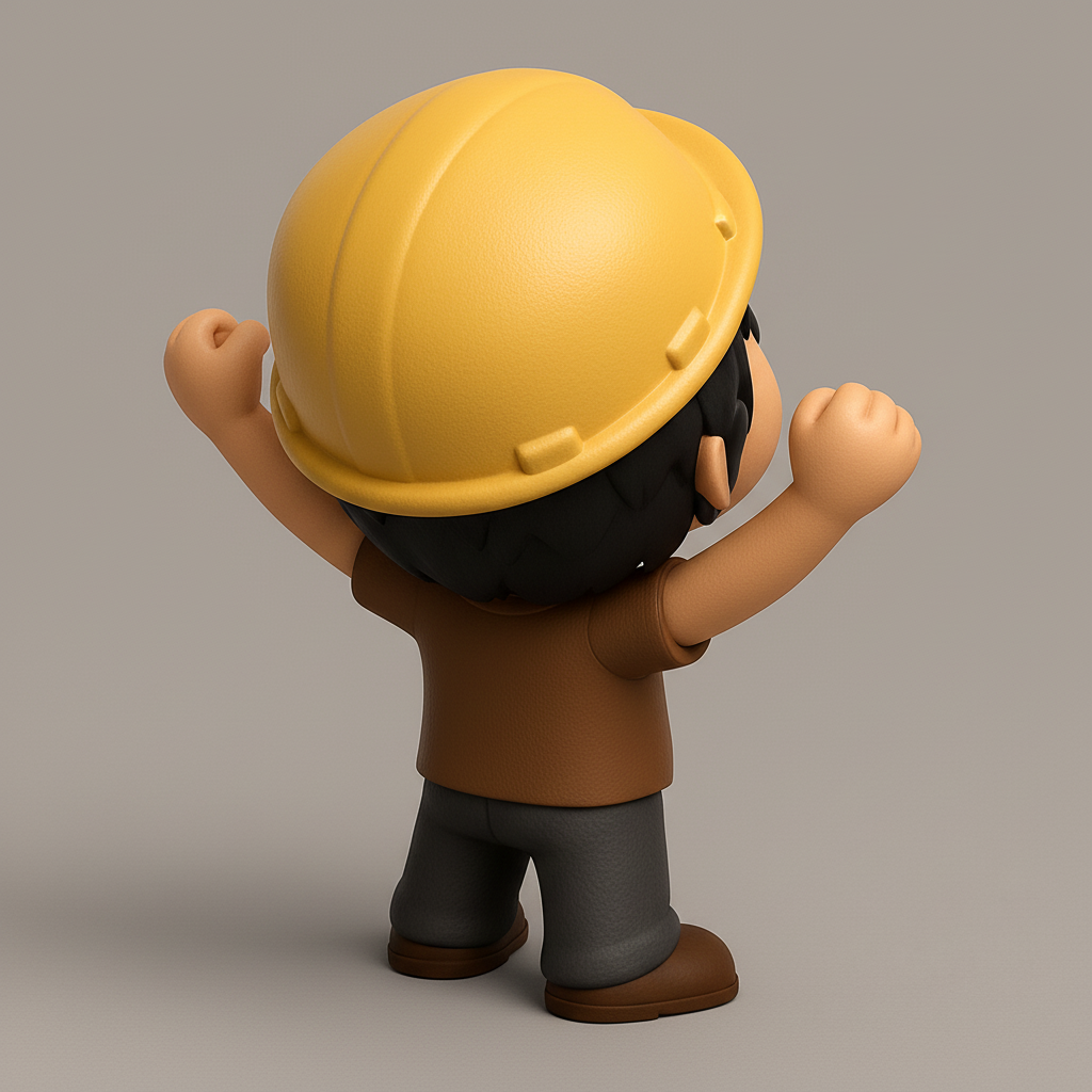 face anatomy 3d model-create 3d face model from photo_Cheering Hard Hat Chibi - Bring a Smile to Your Space!
