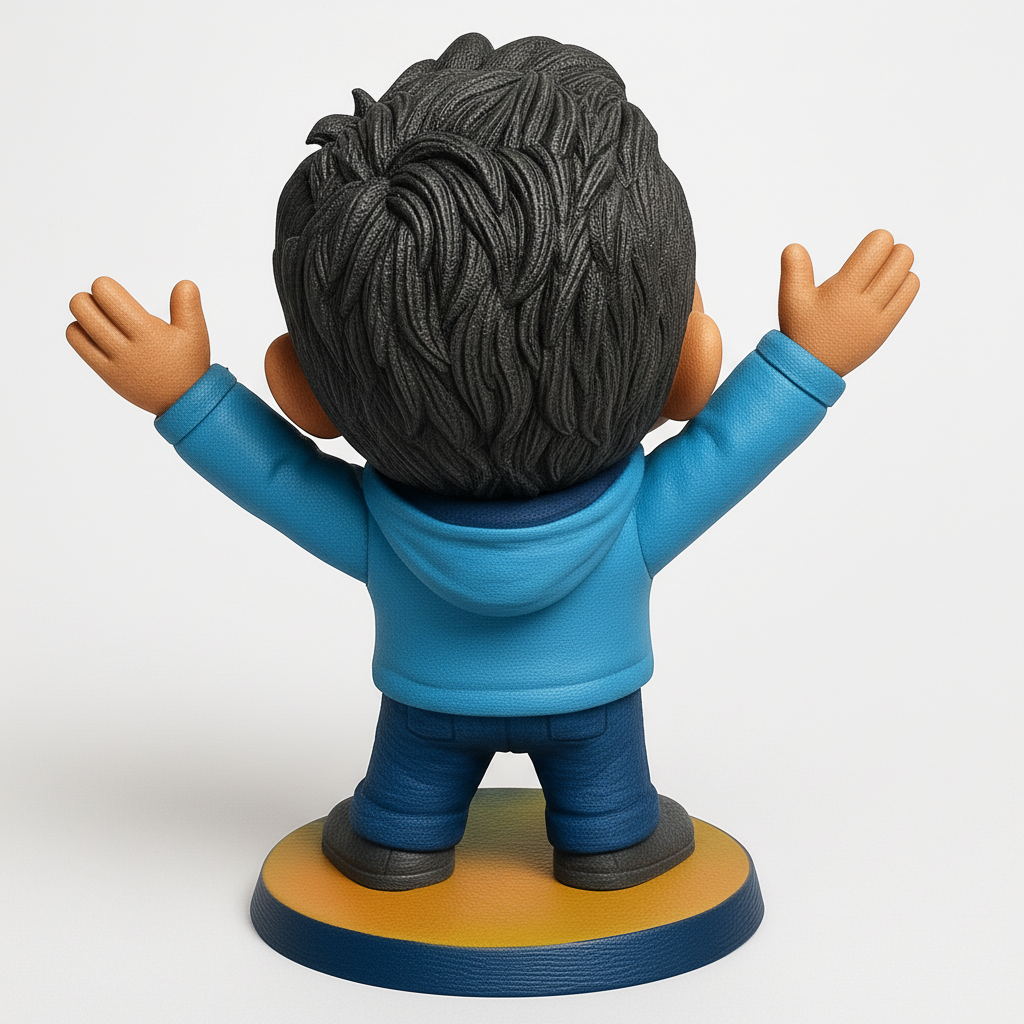 face anatomy 3d model-create 3d face model from photo_Joyful Man Bobblehead: Personalized Celebration Figurine