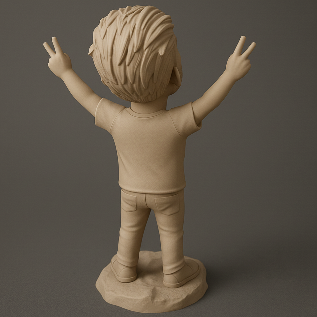 face to 3d model ai-3D portrait printing from photo_Celebrate Success: Joyful Victory Pose Figurine