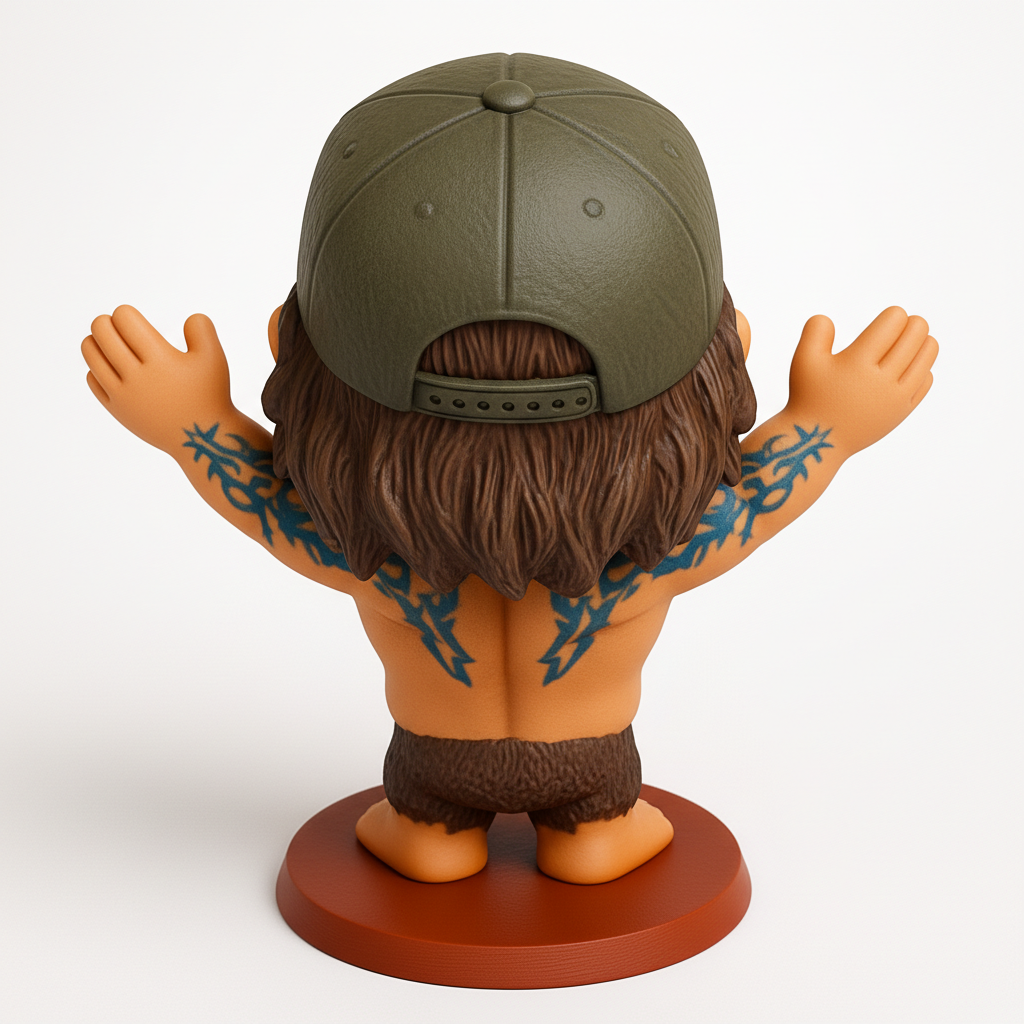 face anatomy 3d model-create 3d face model from photo_Chibi Bearded Adventurer Figurine with Tattoos