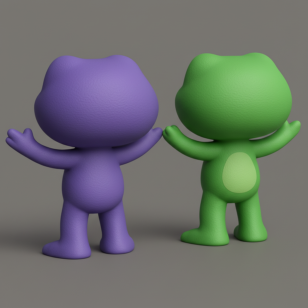 face anatomy 3d model-create 3d face model from photo_Happy Froggy Duo - Print Your Own Adorable Pals!