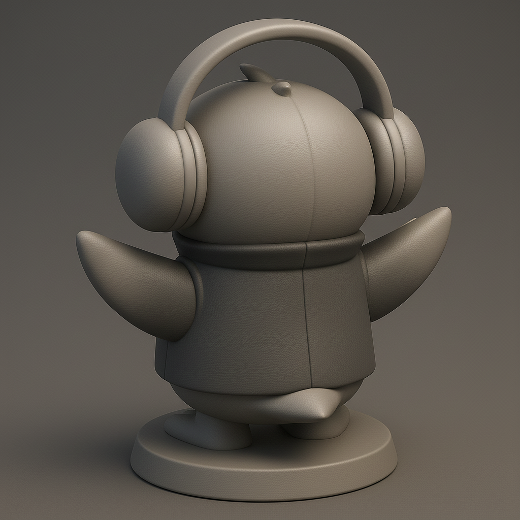 face anatomy 3d model-create 3d face model from photo_Cheerful Penguin with Headphones