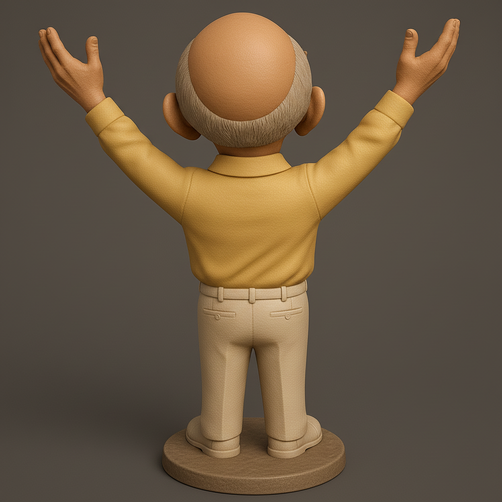 silhouette 3d printer maker-3d portrait printing_Joyful Grandpa Figurine for 3D Printing