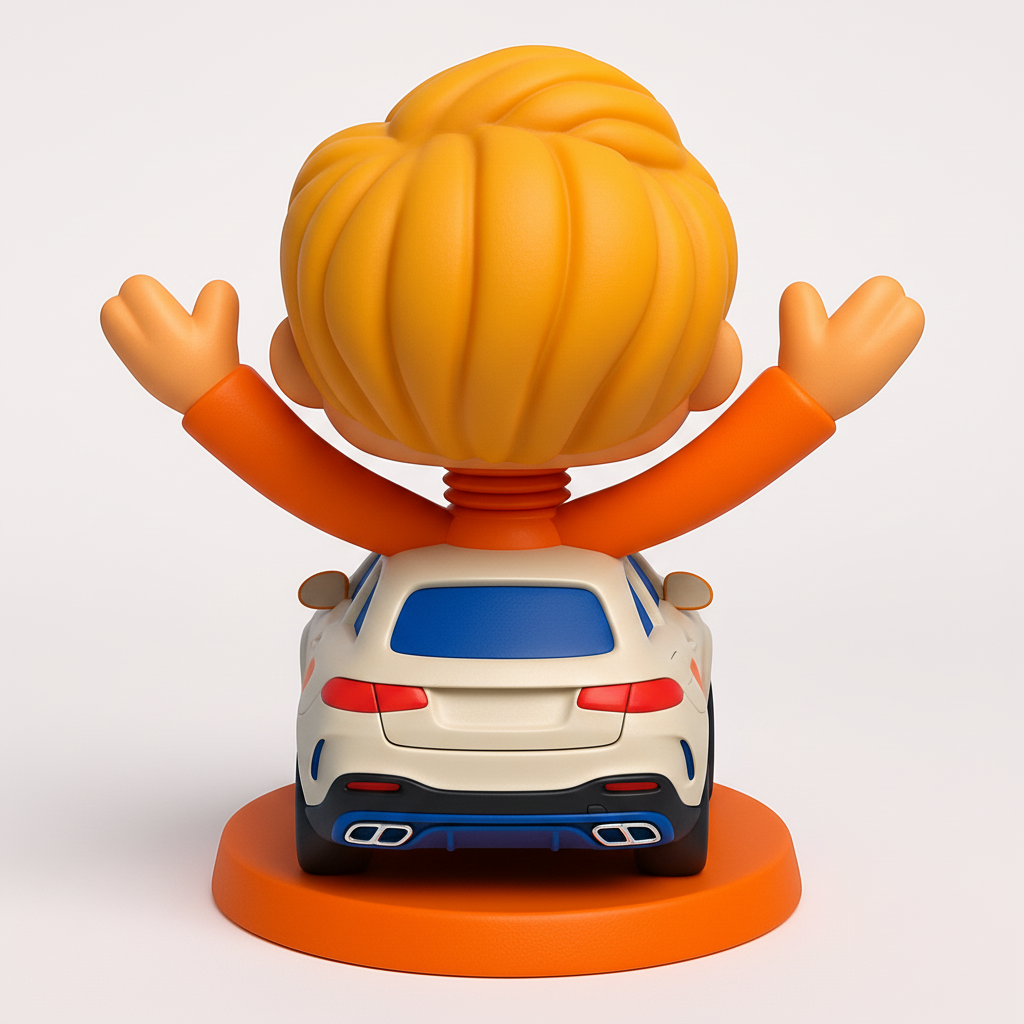 face to 3d model ai-3D portrait printing from photo_Smiling Driver Mercedes Bobblehead Desk Toy