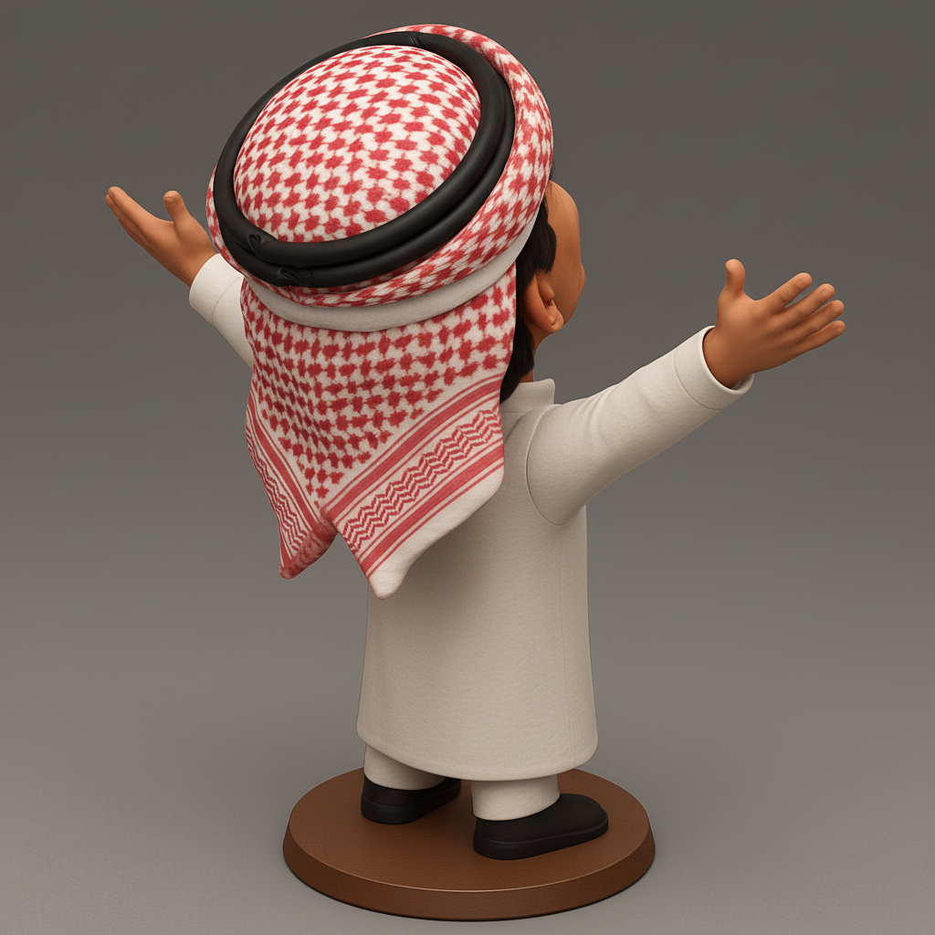 face anatomy 3d model-create 3d face model from photo_Embrace Joy: Happy Keffiyeh Man Figurine