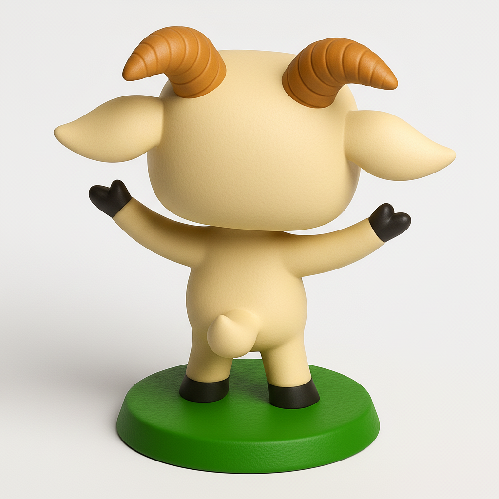 face to 3d model ai-3D portrait printing from photo_Charming Cartoon Goat Figurine - Happy Desk Decor Print
