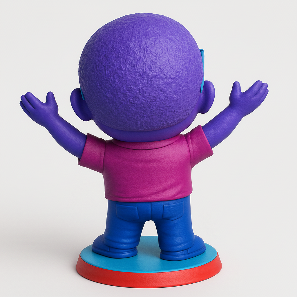 face to 3d model ai-3D portrait printing from photo_Joyful Purple Character Figurine: A Burst of Happiness
