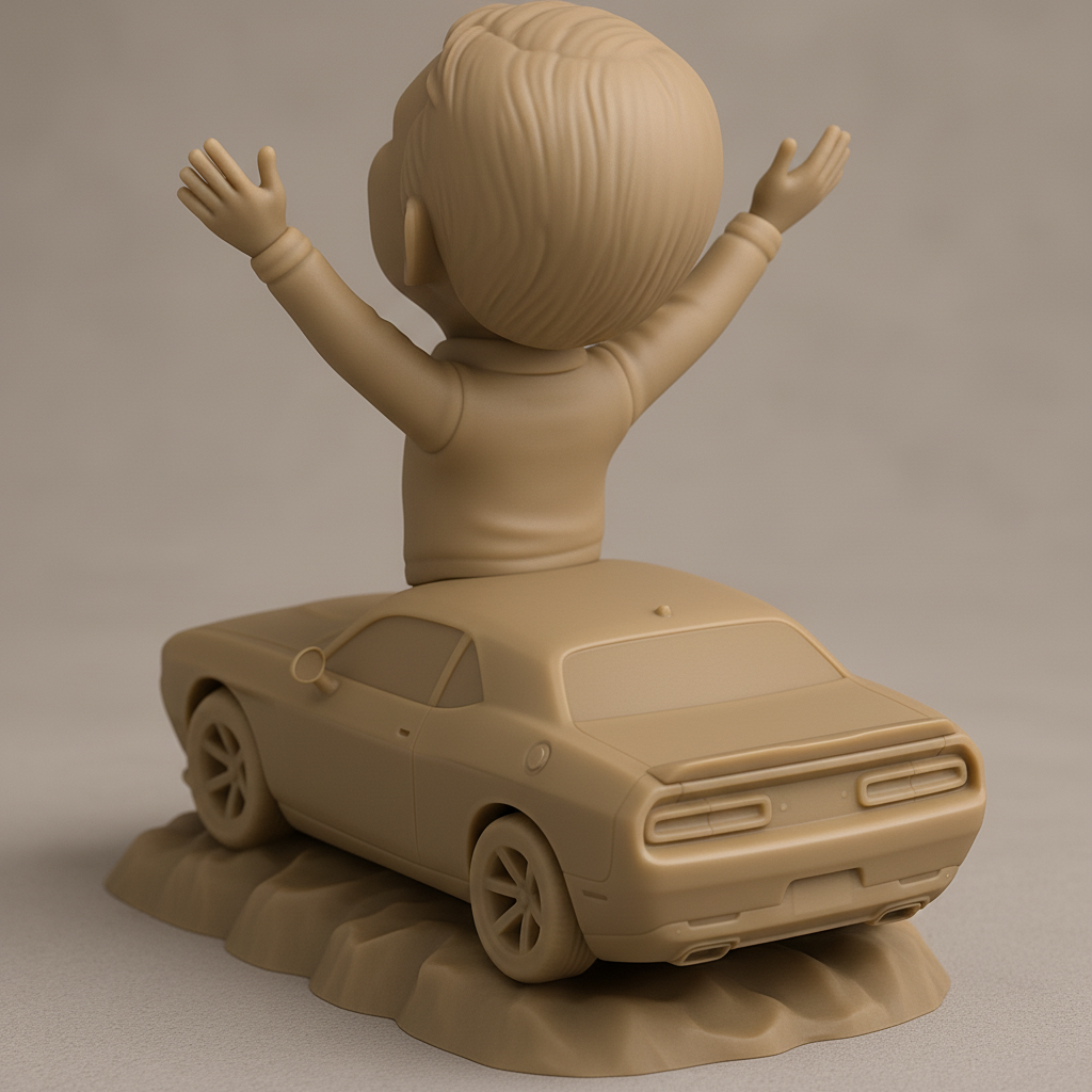 face anatomy 3d model-create 3d face model from photo_Joyful Challenger Driver Figurine: Celebrate Success!