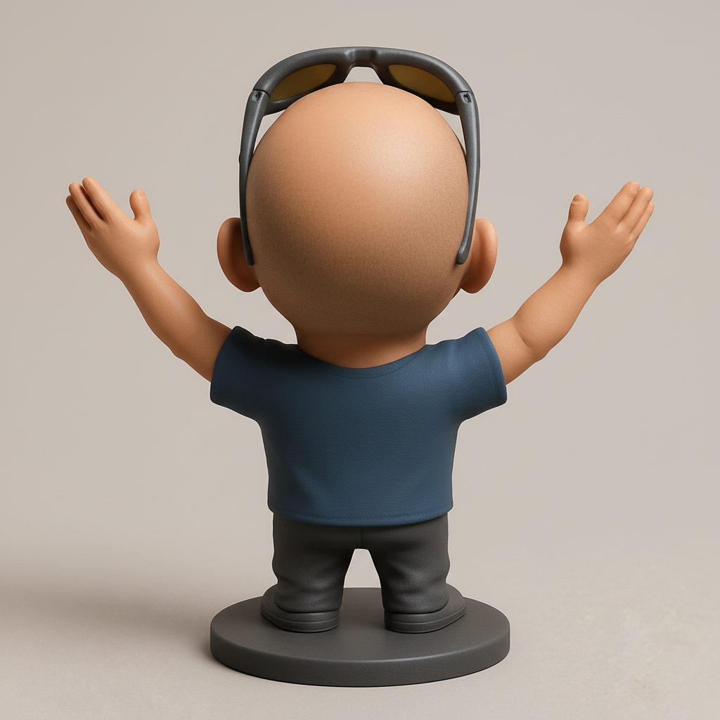 face anatomy 3d model-create 3d face model from photo_Joyful Figurine with Sunglasses