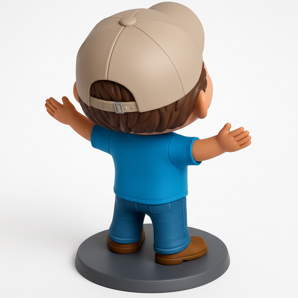 face to 3d model ai-3D portrait printing from photo_Friendly Moustache Man Figurine: Your Desk Companion