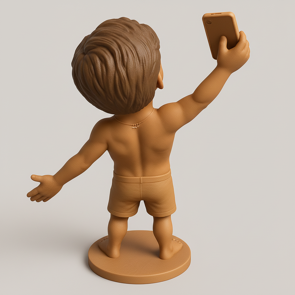 silhouette 3d printer maker-3d portrait printing_Smiling Selfie Bobblehead: Embrace Joyful Moments