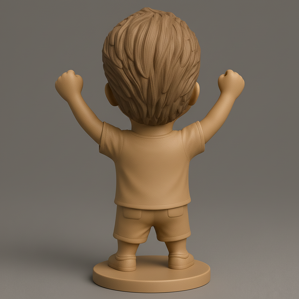 face to 3d model ai-3D portrait printing from photo_Joyful Victory Boy Figurine - Share the Happiness!