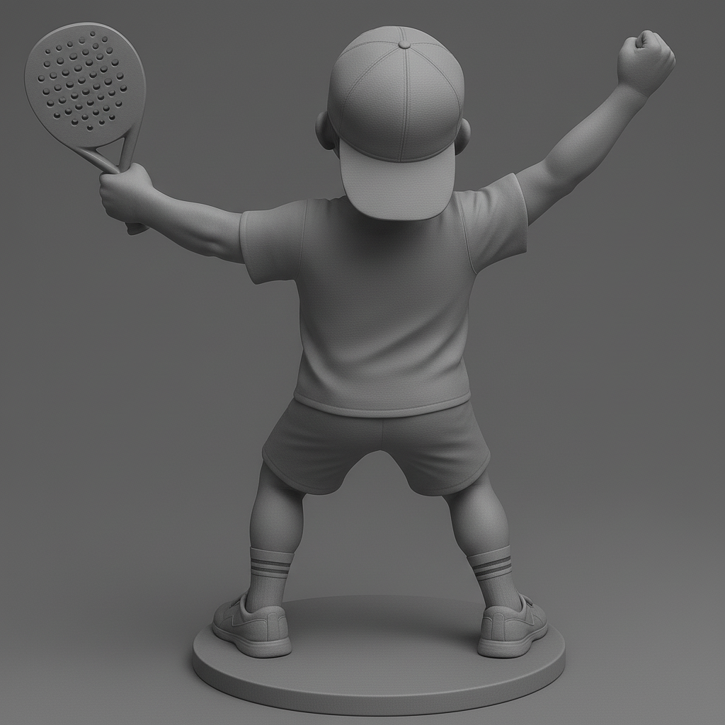 silhouette 3d printer maker-3d portrait printing_Joyful Young Tennis Champion Figurine