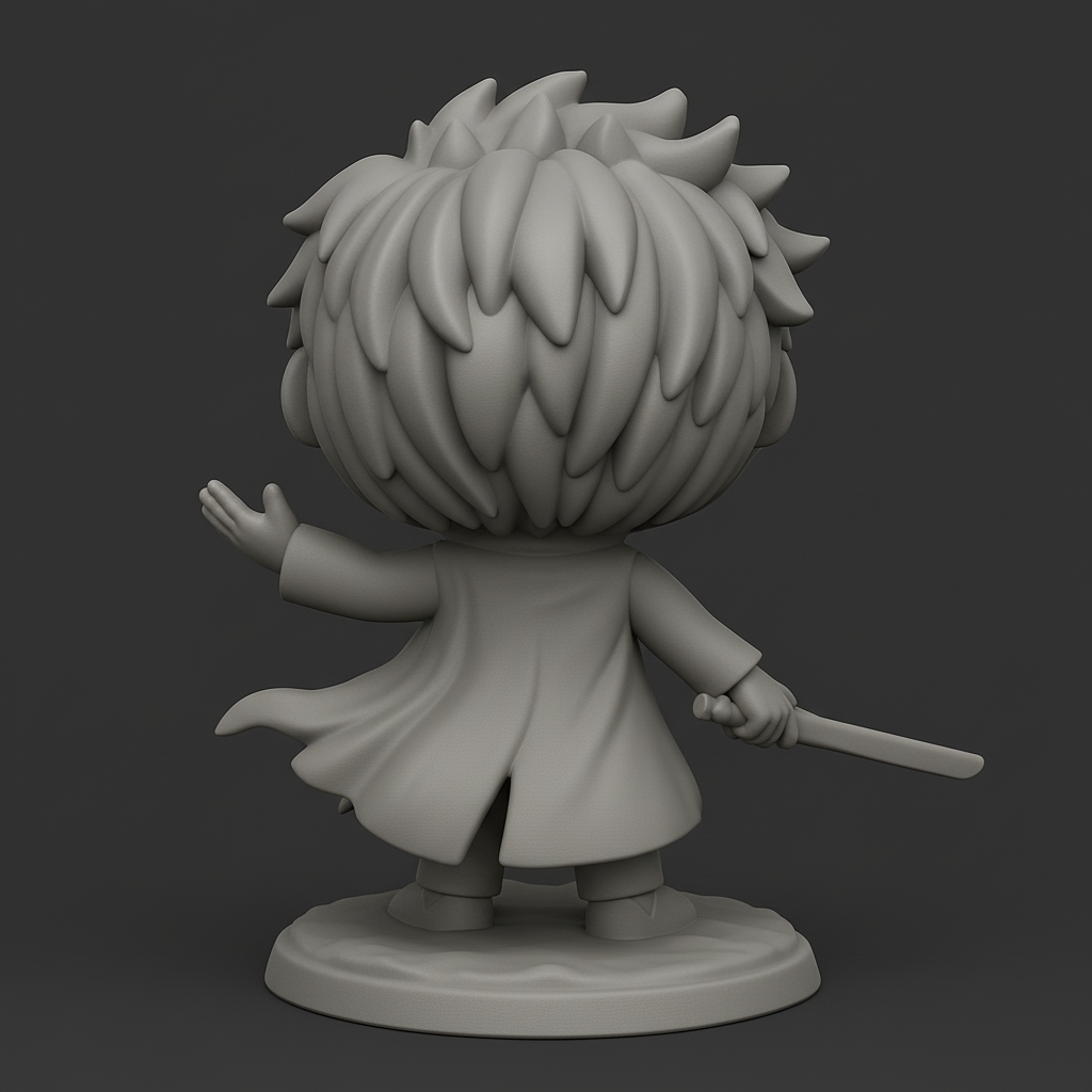 face to 3d model ai-3D portrait printing from photo_Chibi Wand-Waving Wizard - Funko-Style Fantasy Figure