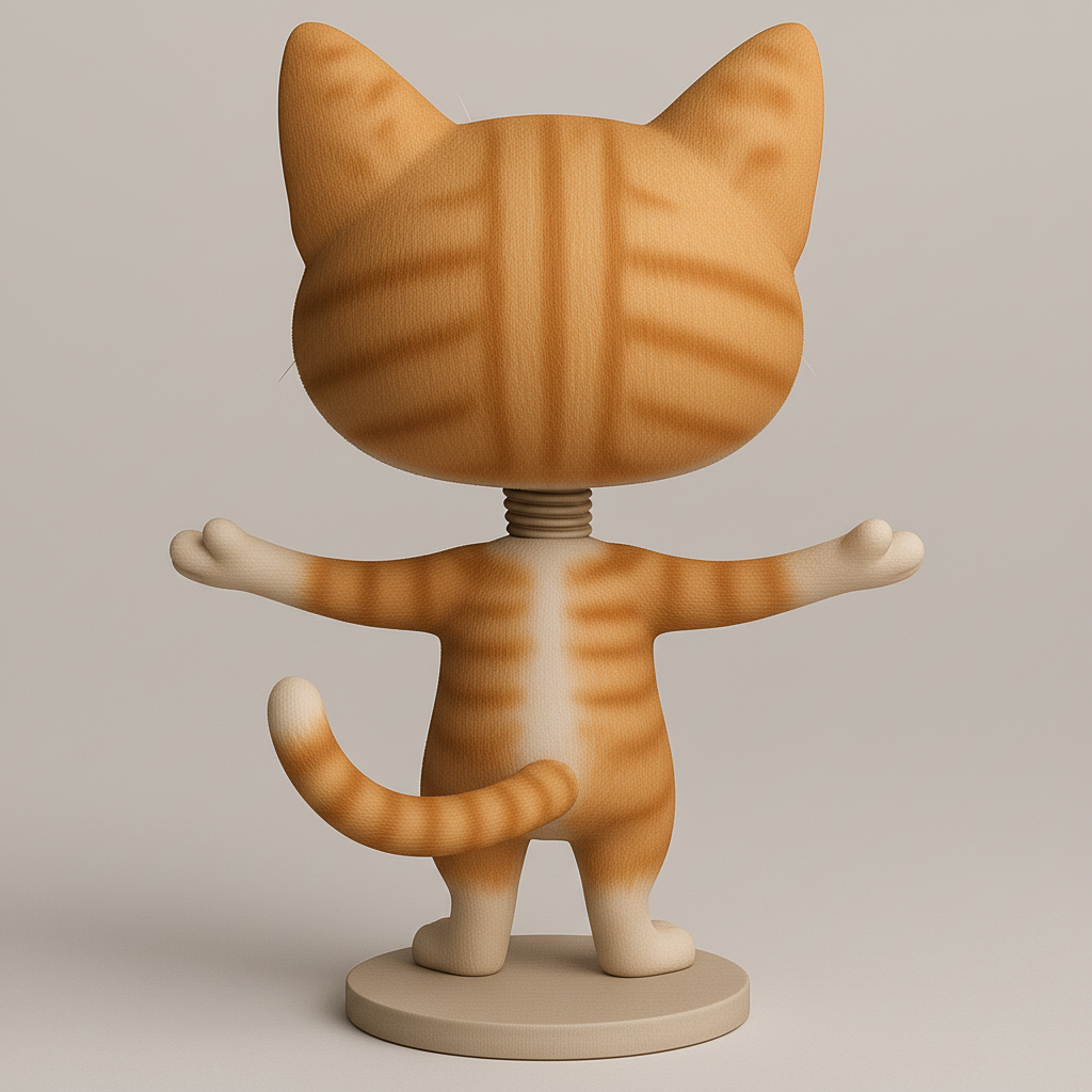 silhouette 3d printer maker-3d portrait printing_Joyful Cat Figurine for 3D Printing